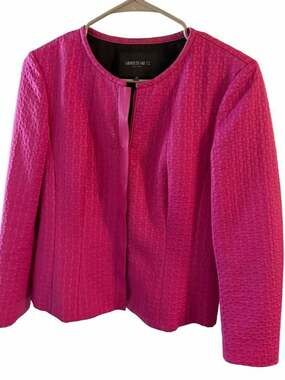 Lafayette 148 New York Petite Pink Textured Open Front Jacket Sz 10